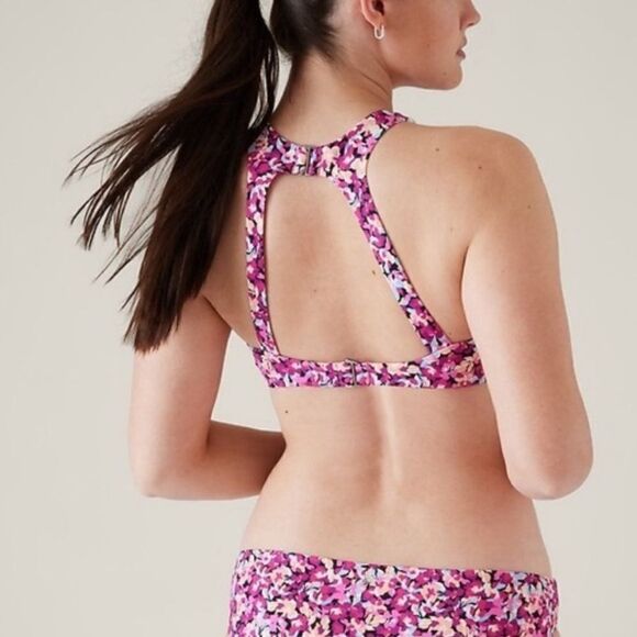 Athleta Maldives Bra Cup Bikini Top Pink Floral FLAW - Picture 5 of 5